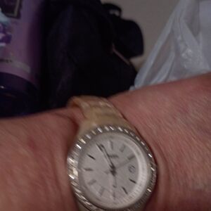 Fossil Women's Silver Watch with Tan Band